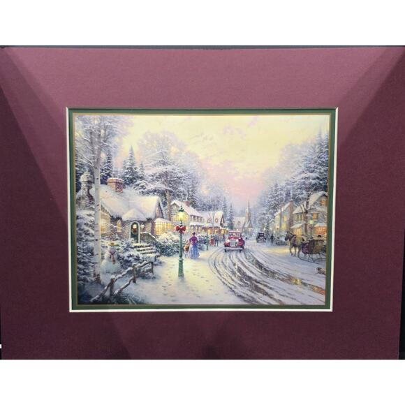 Vintage 2002 "Village Christmas" Lithograph Print By Thomas Kinkade Matted Certi - Picture 1 of 4
